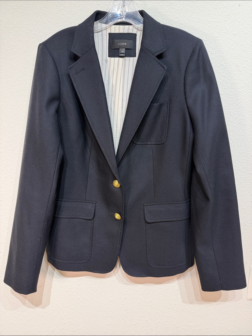 J.Crew Women’s 100% Wool Navy Gold Button Blazer Jacket Size 14T Tall NWOT